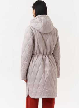 Женское утепленное полупальто с капюшоном