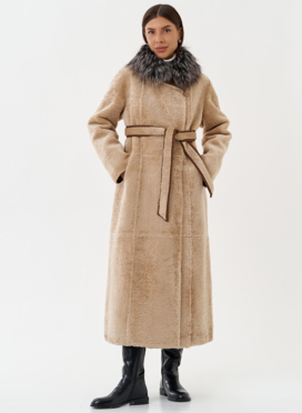 Двухсторонняя дубленка из эко кожи с мехом енота