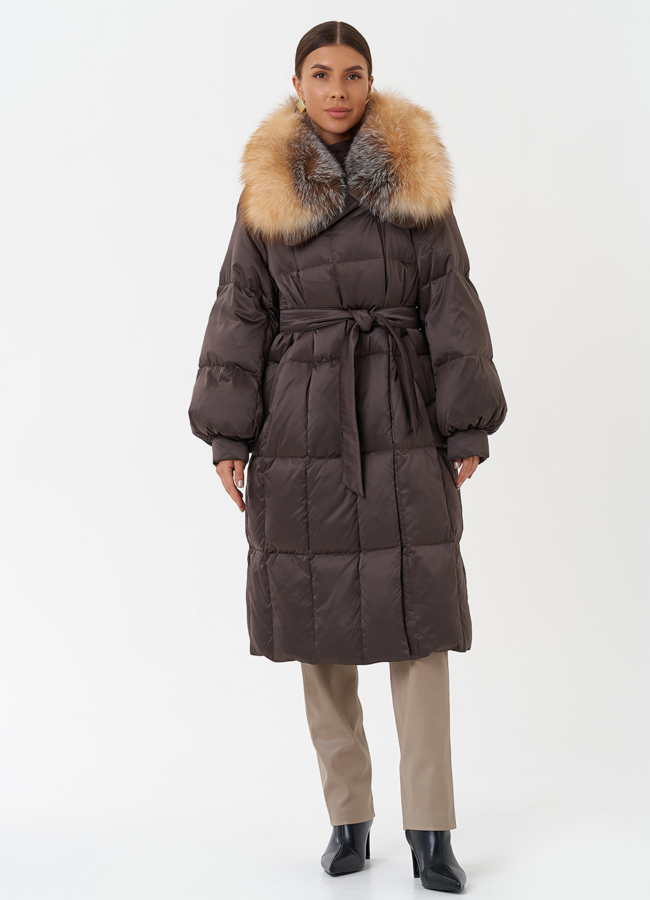 фото Пуховик с мехом лисы модель № 28853