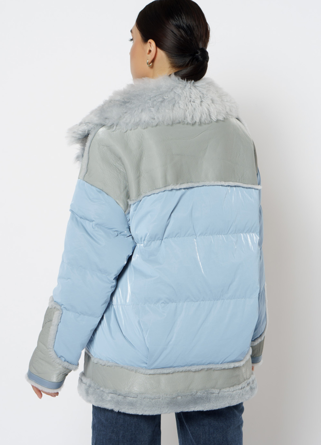 Пуховик с английским воротником модель № 2076 в кредит