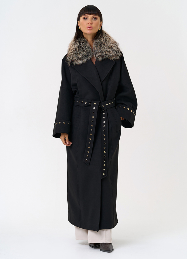 Утепленное женское пальто с английским воротником из меха лисы модель № 31552 универмаг малина Утепленное женское пальто с английским воротником из меха лисы модель № 31552 универмаг малина