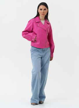 Куртка косуха из эко кожи розового цвета