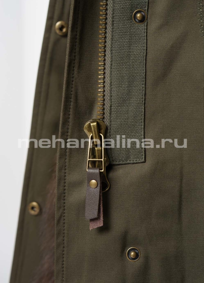 Парка в цвете хаки с капюшоном отделка песец модель № 1813 универмаг малина