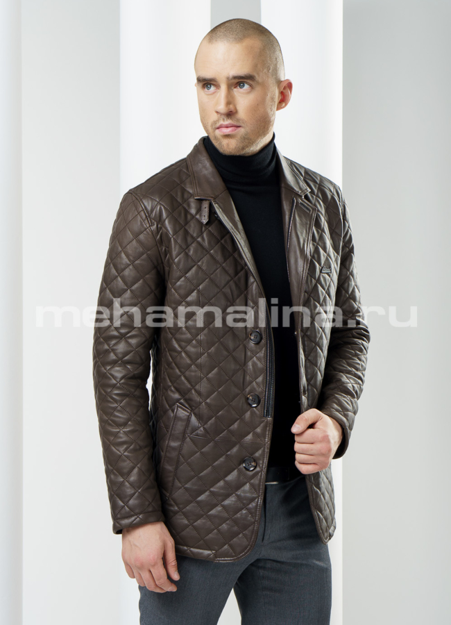 Куртка из кожи, цвет коричневый модель № KP-77 в кредит