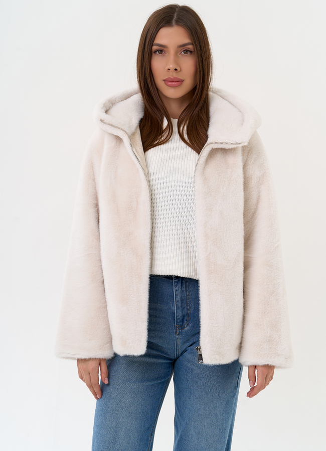 Женская куртка из эко меха с капюшоном модель № 31223 в рассрочку Женская куртка из эко меха с капюшоном модель № 31223 в рассрочку