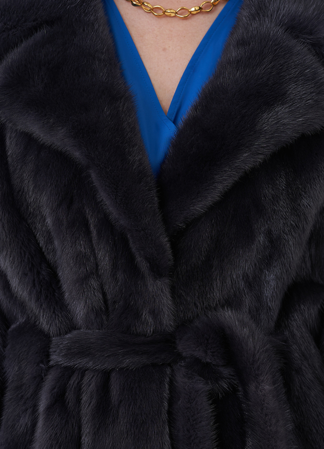 Шуба из норки с английским воротником  модель № 24657 в рассрочку