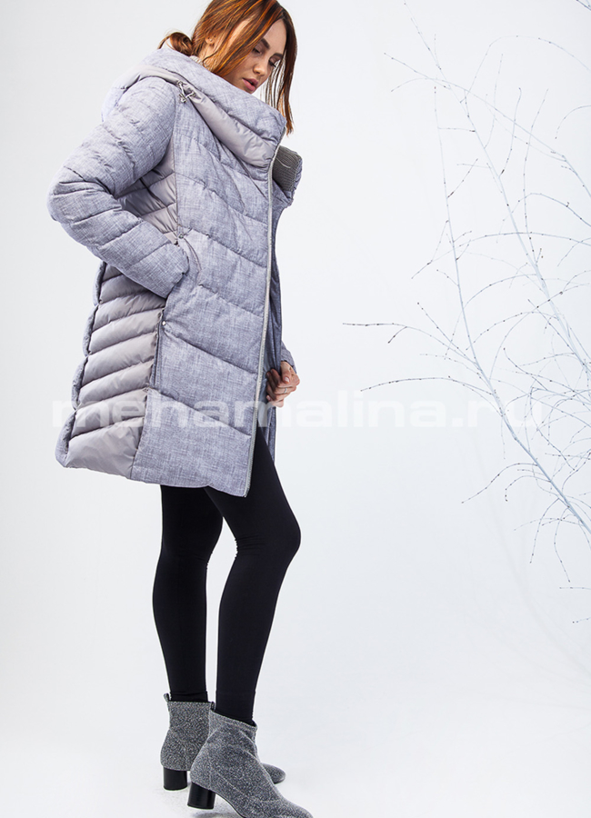 Пуховик Clasna модель № П-206 меха малина