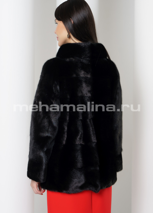 Укороченная норковая шуба черного цвета модель № S-781 в кредит