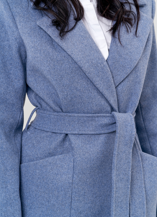 Пальто женское голубого цвета модель № 8005 универмаг малина