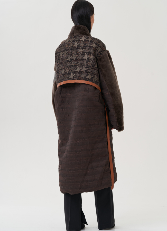 Утепленное пальто коричневого цвета модель № 25489 универмаг малина