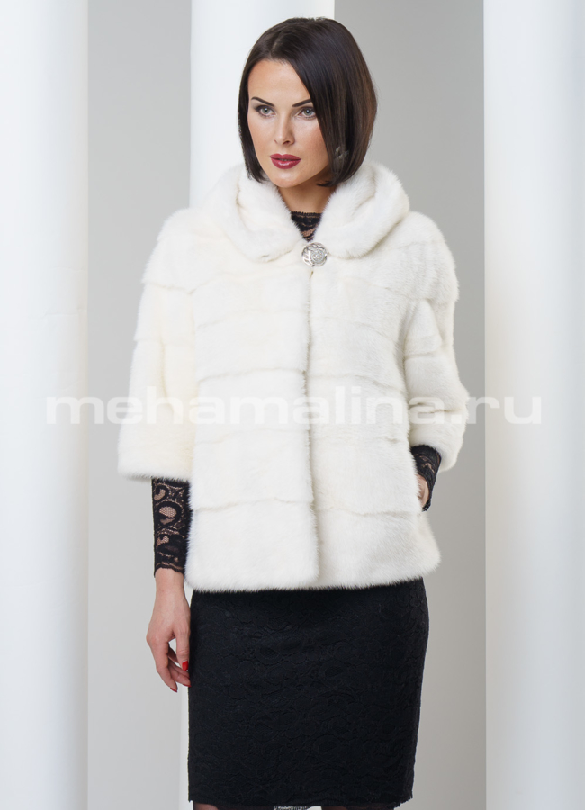 Шуба из норки укороченная модель № S-329 меха малина