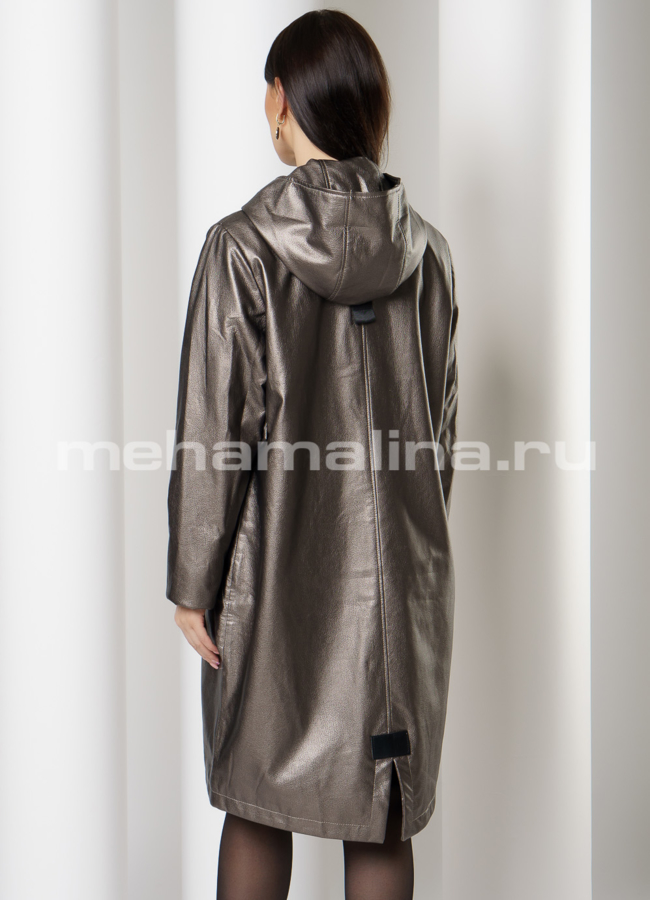 Плащ ovrsize на молнии с капюшоном модель № 858 в кредит
