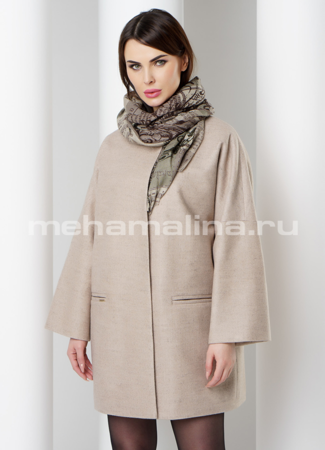 Бежевое пальто Aurora модель № 359 универмаг малина
