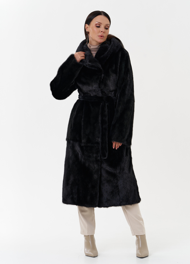 Женская норковая шуба с капюшоном модель № 27663 в кредит