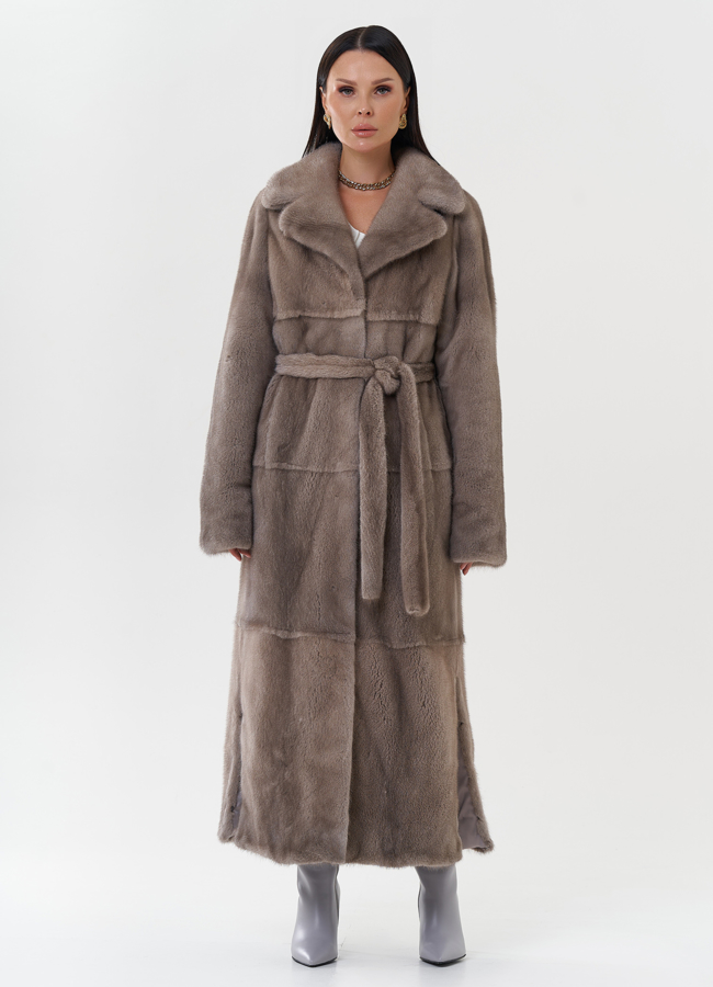 Длинная шуба из скандинавской норки модель № 27639 универмаг малина