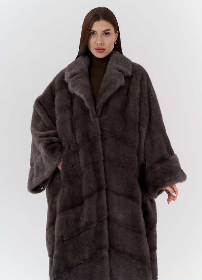 Норковая шуба с английским воротником  модель № 23816 универмаг малина