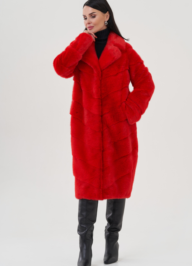Шуба из меха норки красного цвета модель № 24818 универмаг малина