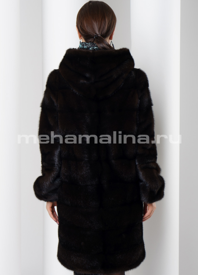 Шуба с капюшоном модель № S-525 в кредит