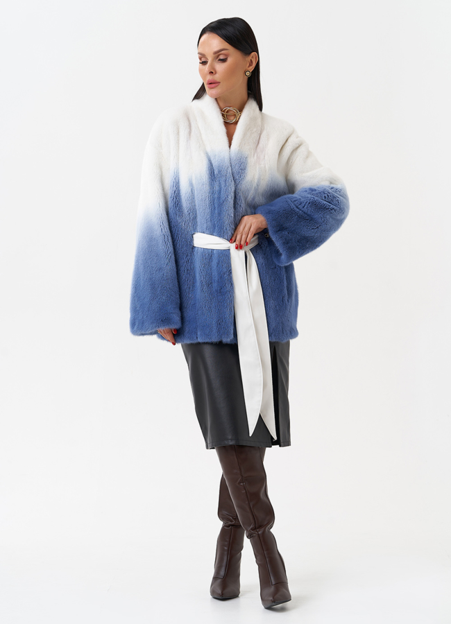 Женская шуба из меха норки с градиентом модель № 28092 в кредит