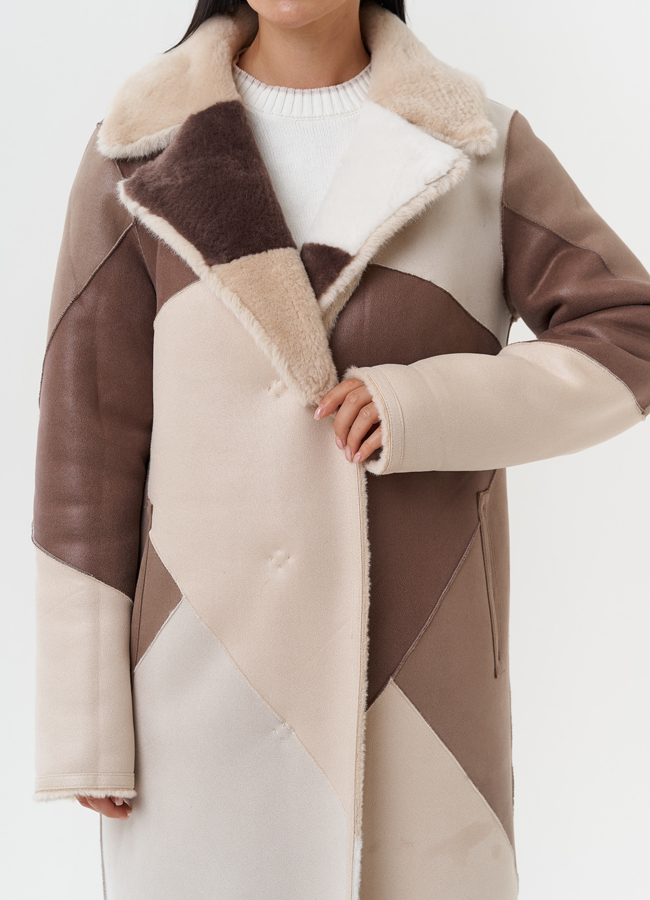 Двухсторонняя дубленка с английским воротником модель № 27775 универмаг малина