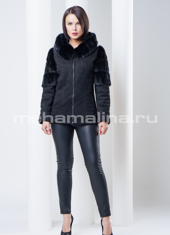 Дубленка с норковым оформлением модель № D-138 универмаг малина