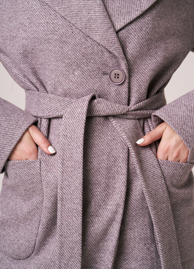 Пальто с поясом модель № 5585 в кредит