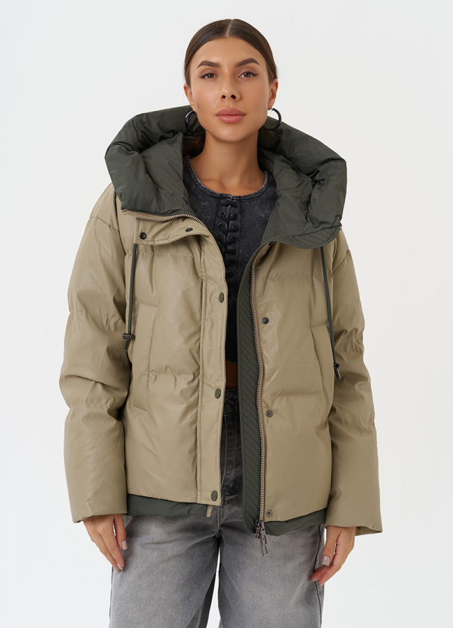 Куртка из эко кожи с капюшоном модель № 27867 универмаг малина