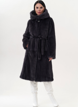 Шуба из норки с капюшоном