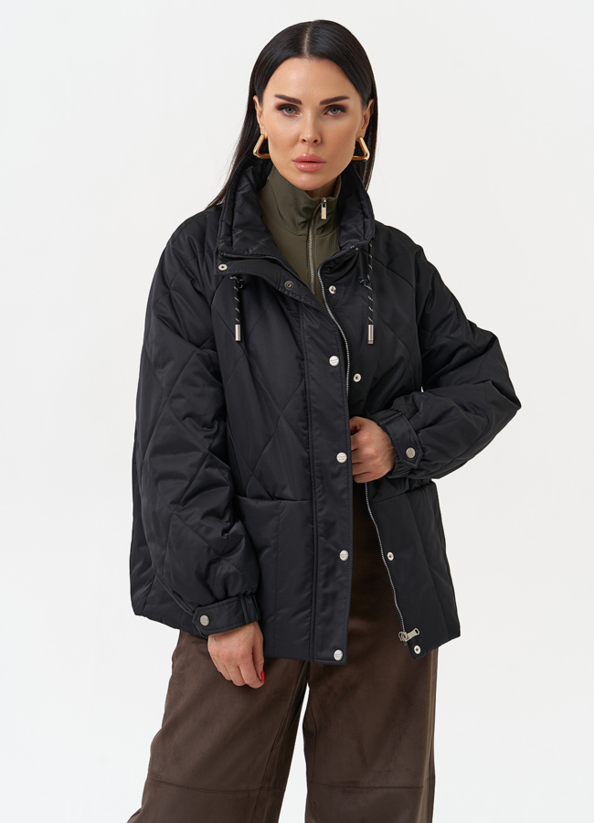 Женская утепленная куртка с воротником стойкой модель № 30035 меха малина