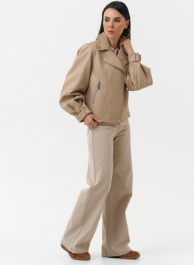 Куртка косуха из эко кожи бежевого цвета