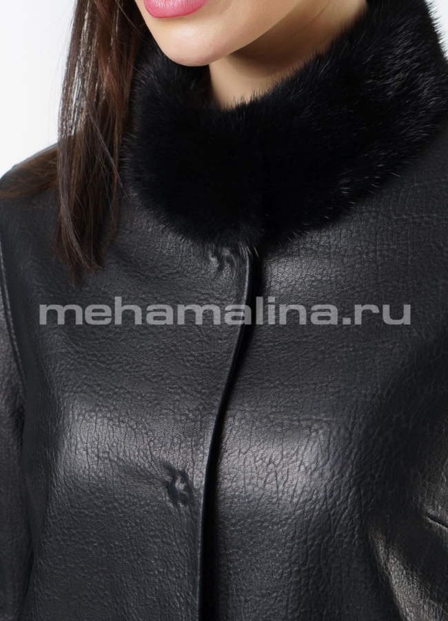 Плащ с отделкой из норки модель № K-434 универмаг малина