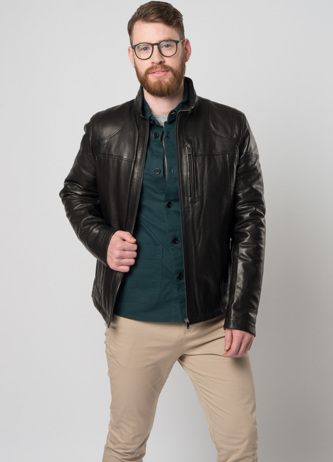 Кожаная куртка на молнии модель № 865 универмаг малина