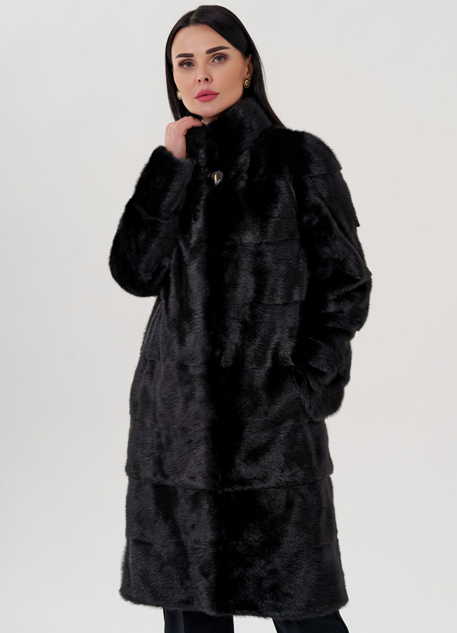 Норковая шуба модель № S-689 меха малина