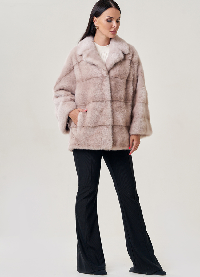 Куртка из норки с английским воротником модель № 23107 универмаг малина