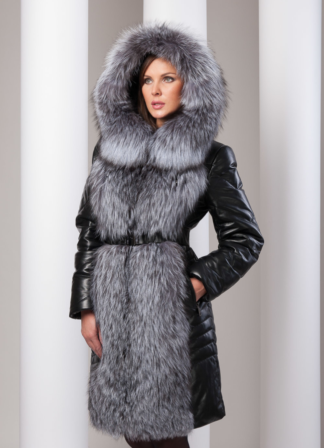 фото Кожаный пуховик  модель № П-9