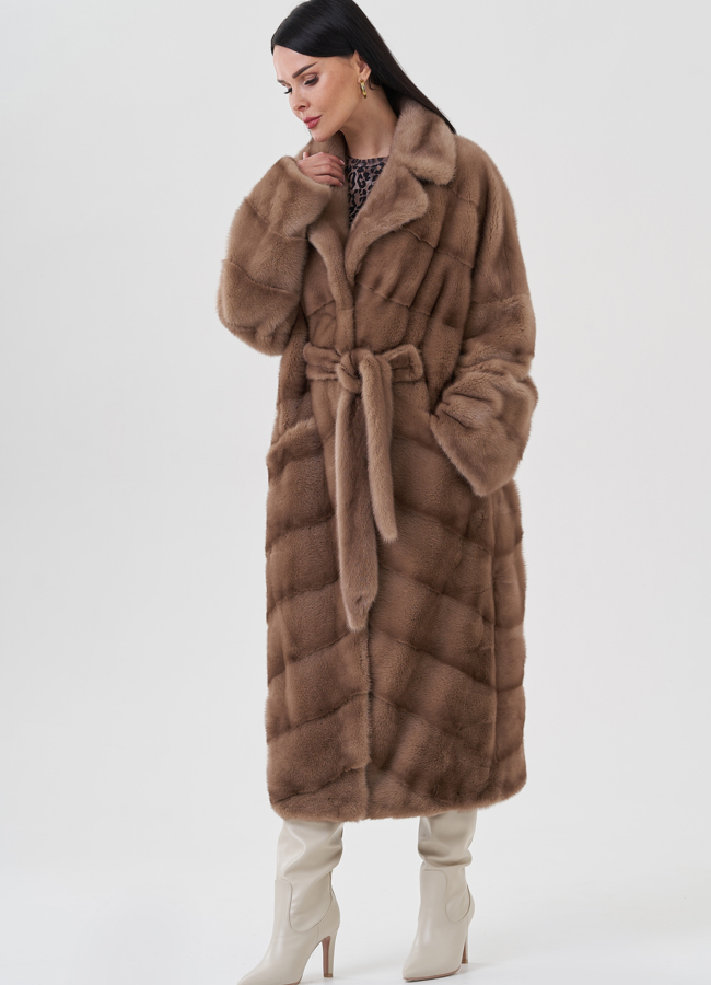 Норковая шуба с английским воротником  модель № 24647 в кредит