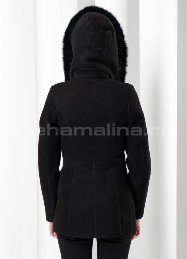 Дубленка с капюшоном укороченная модель № D-104 в кредит