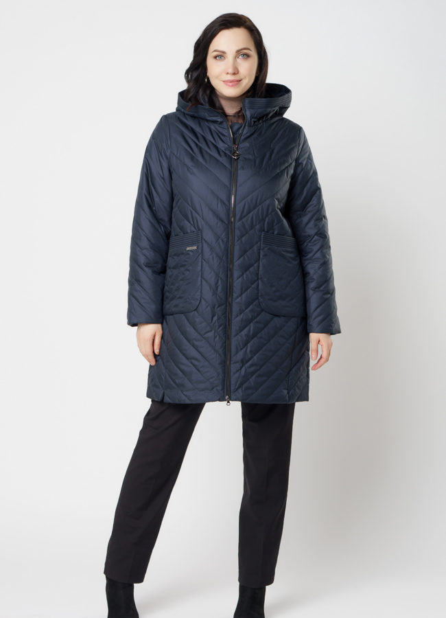 фото Полупальто женское синего цвета модель № 20667