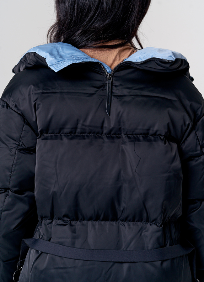 Пуховик женский с воротником стойкой в черном цвете модель № 21570 универмаг малина