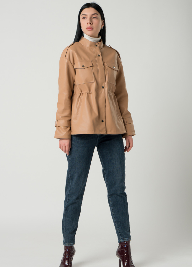 Женская куртка-рубашка из эко кожи  модель № 22406 в кредит