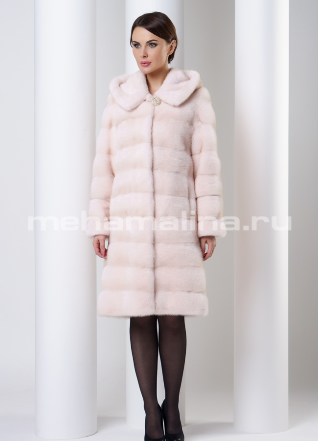 Норковая шуба с капюшоном модель № S-552 в рассрочку