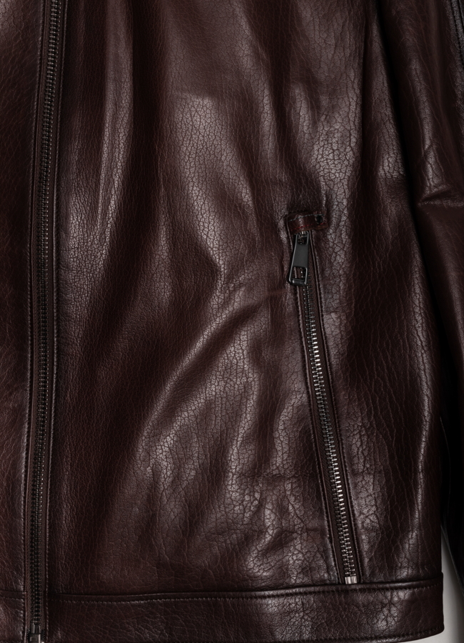 Куртка кожаная коричневого цвета модель № 8014 в кредит