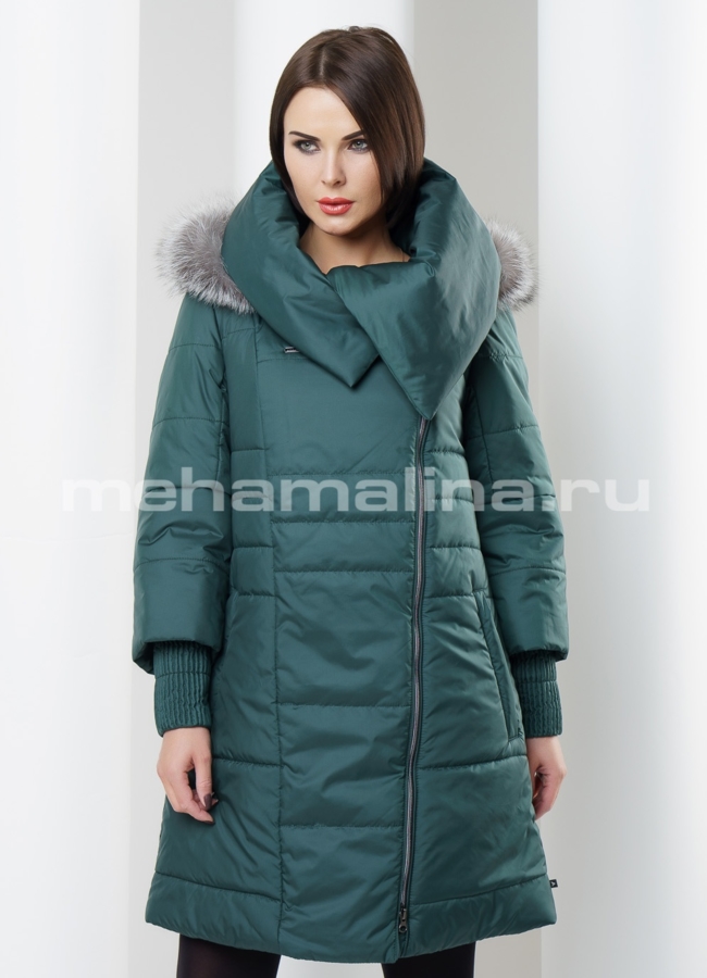 Пуховик женский модель № П-65 меха малина
