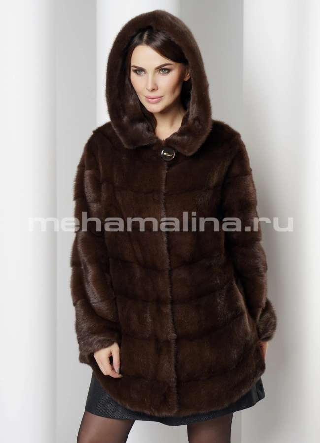 Шуба из норки модель № S-674 меха малина