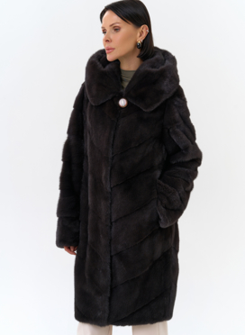 Норковая шуба с капюшоном