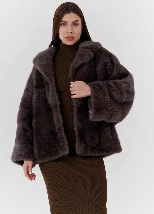 Куртка из норки с английским воротником  модель № 24227 универмаг малина