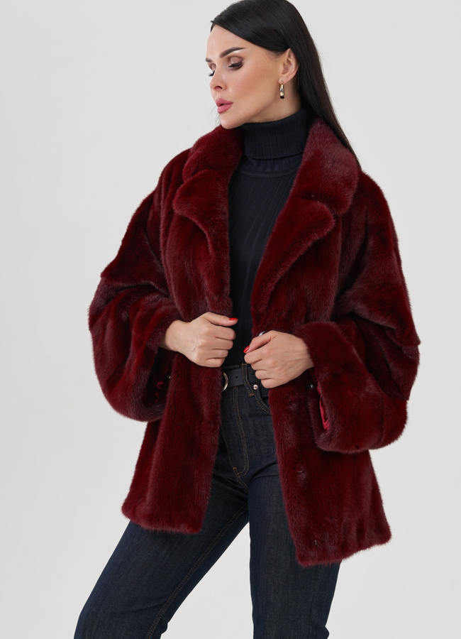 Куртка из норки с английским воротником модель № 24718 универмаг малина