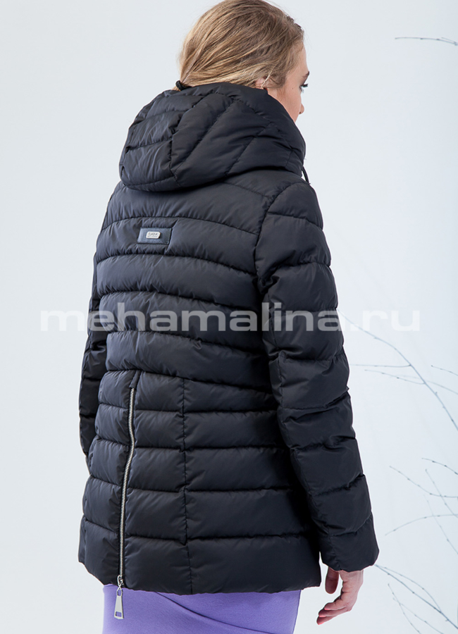 фото Куртка с капюшоном черного цвета модель № П-172