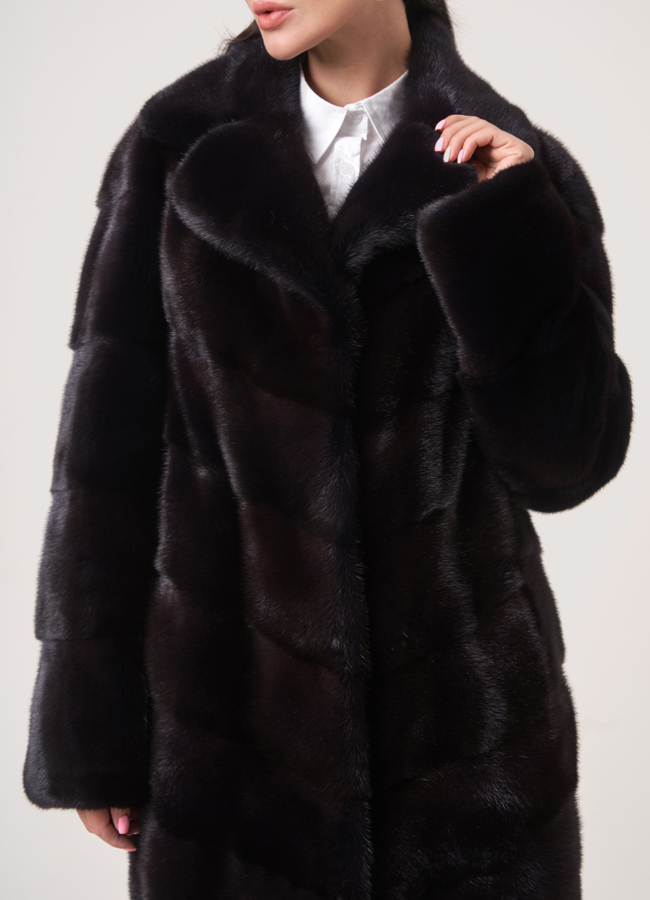 Норковая шуба с английским воротником модель № S-764 в рассрочку