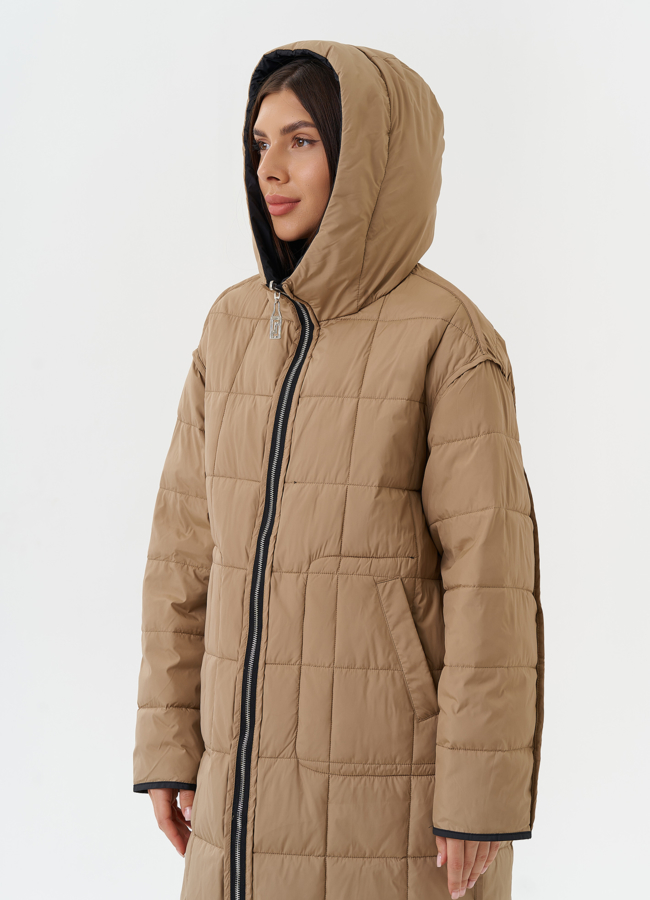 Двухсторонний пуховик с капюшоном модель № 27876 универмаг малина